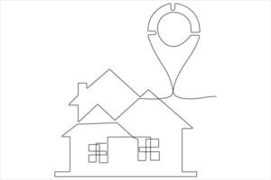 Continuous single line art drawing of a house vector