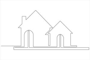 Continuous single line art drawing of a house vector