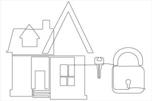 Continuous single line art drawing of a house vector