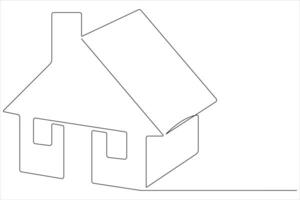 Continuous single line art drawing of a house vector