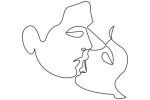 Kiss day continuous one line art drawing of kiss icon outline vector art illustration