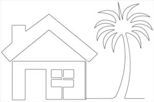 Continuous single line art drawing of a house vector