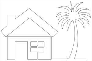 Continuous single line art drawing of a house vector