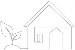 Continuous single line art drawing of a house vector