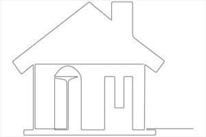 Continuous single line art drawing of a house vector