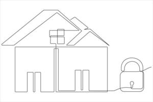 Continuous single line art drawing of a house vector