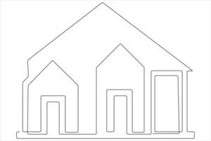 Continuous single line art drawing of a house vector