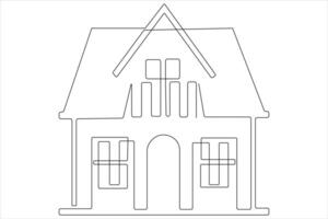 Continuous single line art drawing of a house vector