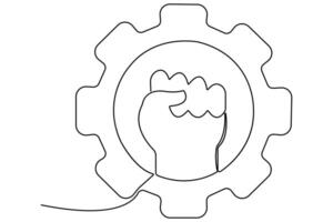 Labour day continuous one line art drawing repair use tool icon service center symbol vector