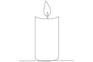 Continuous single line art drawing of candle light symbol and outline vector illustration