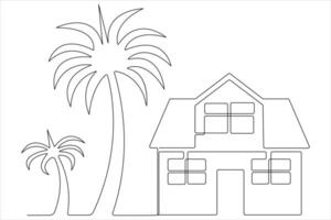 Continuous single line art drawing of a house vector