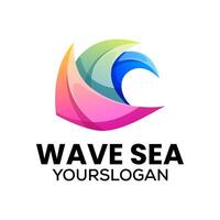 wave sea  colorful logo design vector