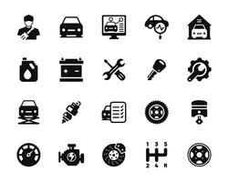 Car service icon set isolated on white background vector