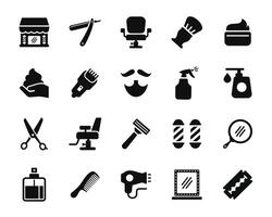 Barbershop icon set isolated on white background vector