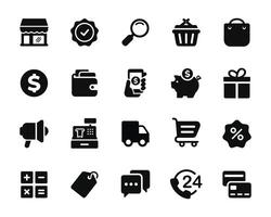 Online shop icon set isolated on white background. E commerce icon set vector