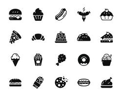 Fast food icon set isolated on white background vector