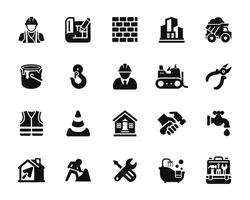 Construction icon set isolated on white background vector