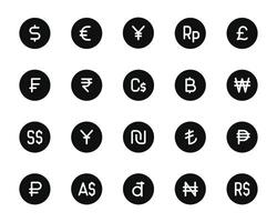 Currency icon set isolated on white background vector