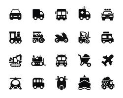 Vehicle icon set isolated on white background. Transportation icon set vector