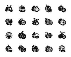 frutas icono conjunto aislado en blanco antecedentes vector