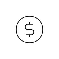 Dollar line icon isolated on white background vector