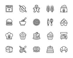 Bakery line icon set isolated on white background vector