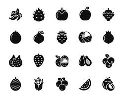 Fruits icon set isolated on white background vector