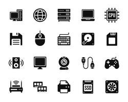 computadora icono conjunto aislado en blanco antecedentes vector