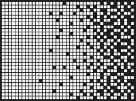 Abstract pixel gradient seamless horizontal background. Dispersed filled rectangle dotted icon with disintegration effect. Decay effect. Concept of disintegration. vector