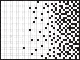 resumen píxel degradado sin costura horizontal antecedentes. disperso lleno rectángulo punteado icono con desintegración efecto. decaer efecto. concepto de desintegración. vector