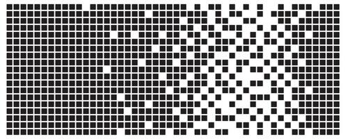 resumen píxel degradado sin costura horizontal antecedentes. disperso lleno rectángulo punteado icono con desintegración efecto. decaer efecto. concepto de desintegración. vector