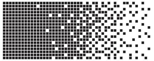 Abstract pixel gradient seamless horizontal background. Dispersed filled rectangle dotted icon with disintegration effect. Decay effect. Concept of disintegration. vector