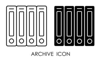 archive with documents icon. Storage of accounting, financial and personal documents in archive. Simple black and white vector