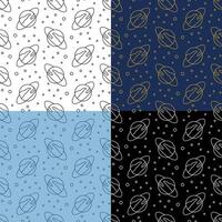 set of seamless patterns with planet saturn icon. Exploring space and solar system at school. Ornament for decoration and printing on fabric. Design element. Vector