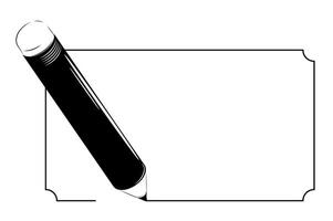 pencil draws decorative frame in one line. Template, mock up for design. Contrast monochrome vector on white background