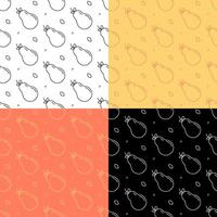 set of seamless patterns with Sweet pear and leaf. Ornament for decoration and printing on fabric. Design element. Vector