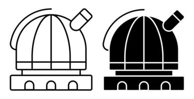 Linear icon. Observatory. Station for observing space, stars and planets of solar system. Space exploration. Simple black and white vector