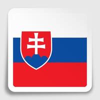 Slovakia flag icon on paper square sticker with shadow. Button for mobile application or web. Vector