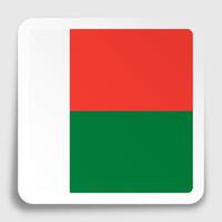 madagascar flag icon on paper square sticker with shadow. Button for mobile application or web. Vector