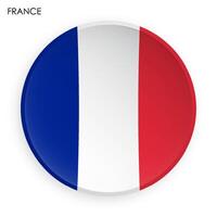 France flag icon in modern neomorphism style. Button for mobile application or web. Vector on white background