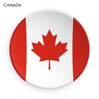 Canada flag icon in modern neomorphism style. Button for mobile application or web. Vector on white background