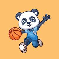 baloncesto panda linda dibujos animados vector