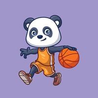 baloncesto panda linda dibujos animados vector