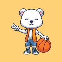 Basketball Polar Bear Cartoon vector