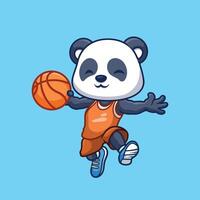 baloncesto panda linda dibujos animados vector