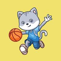 baloncesto shiba inu dibujos animados vector