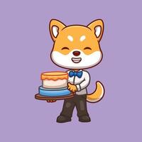 Birthday Shiba Inu Cartoon Cute vector