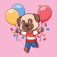 Birthday Pub Dog Cute Cartoon vector