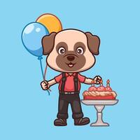 Birthday Pub Dog Cute Cartoon vector