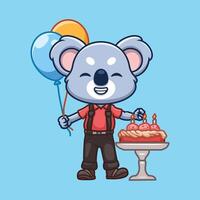 Birthday Koala Cartoon Character vector